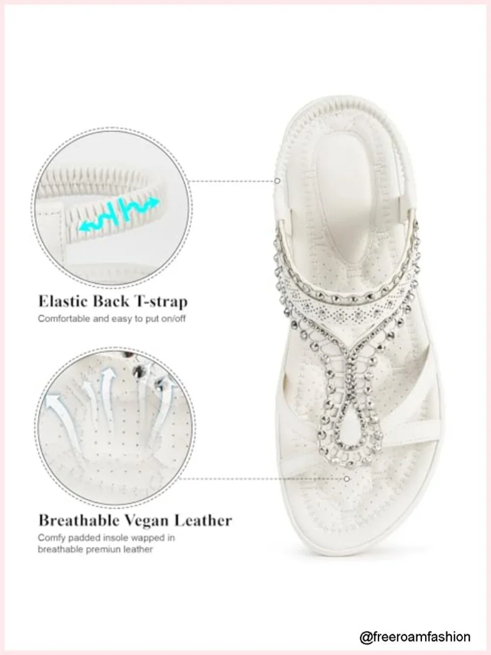 Memory Foam Wedge Sandals Rhinestone Slip On Platform Sandals